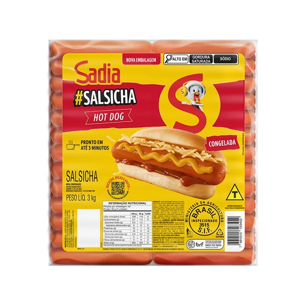 SALSICHA HOT DOG SADIA 4X3KG