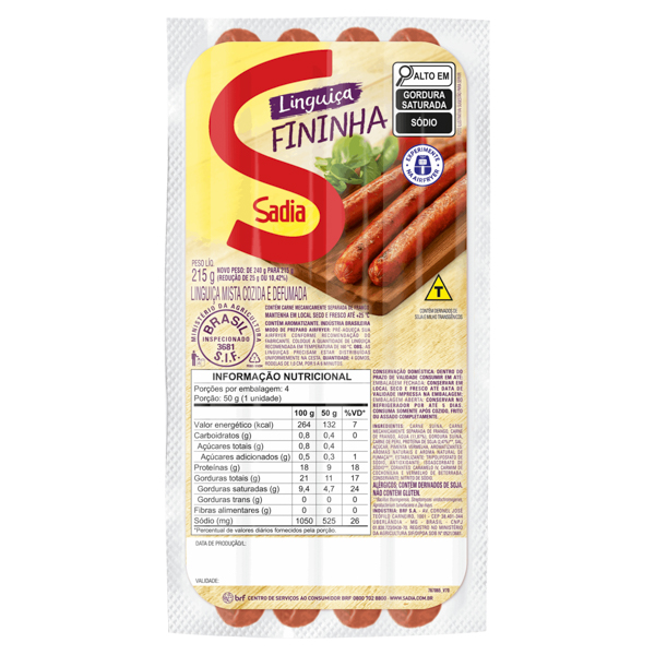 LINGUICA MISTA DEF. SADIA 21X215G
